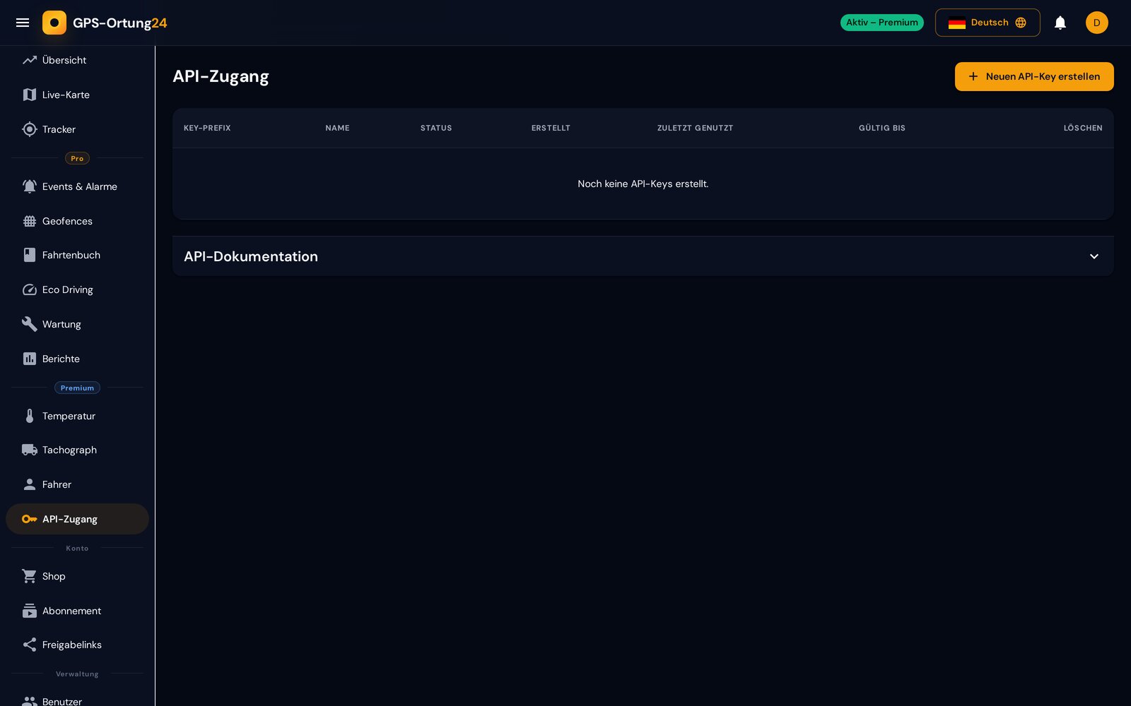 API-Zugang mit Bearer-Token, Endpoint-Beispielen und curl-Snippet